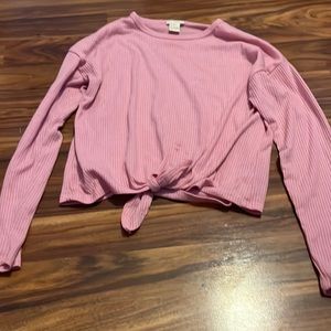 Pink long sleeve shirt with bow